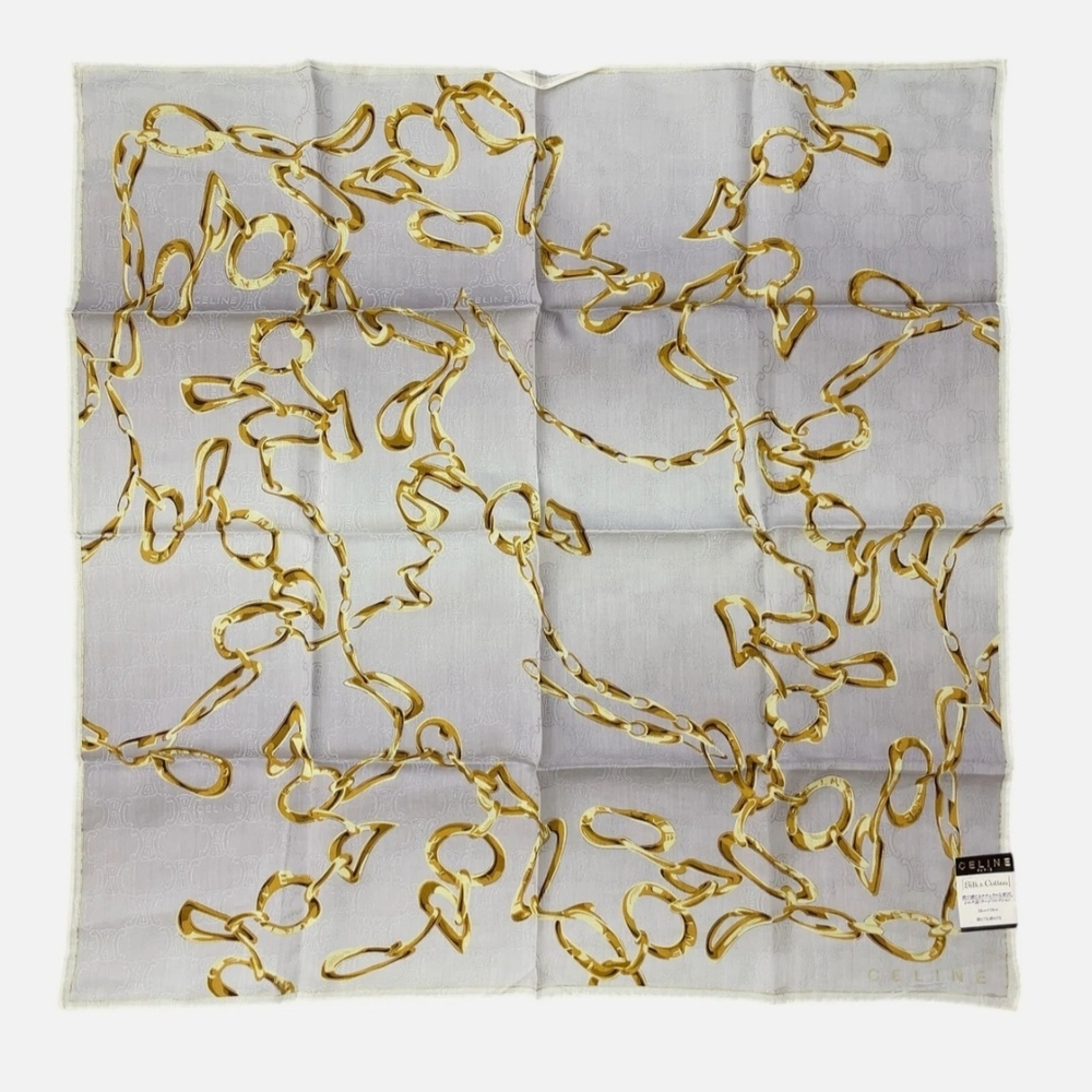 NWT Celine Silk Gold Chain Pattern Scarf - Picture 2 of 6